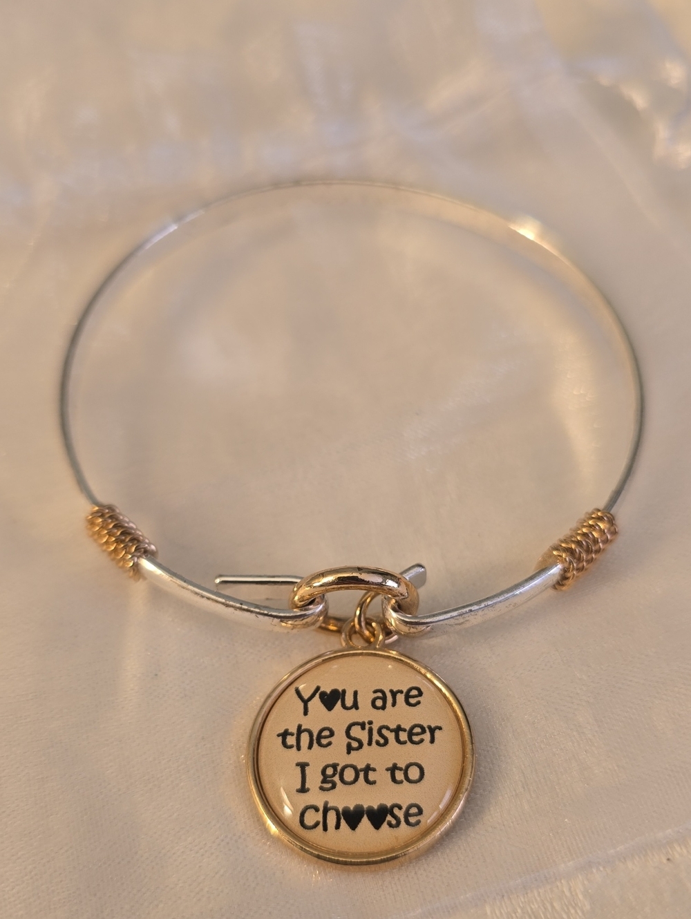 You Are the Sister I Got to Choose Gold & Silver Charm Bangle New